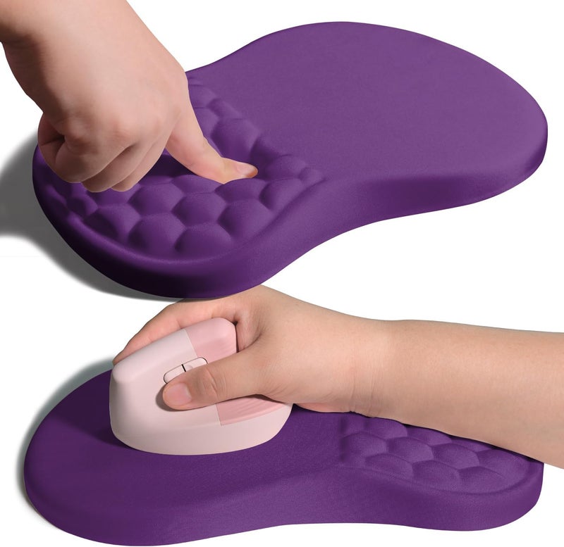 Armanza Ergonomic Joint Wrist Support Mouse Pad with Memory Foam Cushion Massage Bump, Carpal Tunnel Pain Relief Mousepad Slope Design for Wrist Rest, 11.8x7.9 in, Dark Violet - Image 1